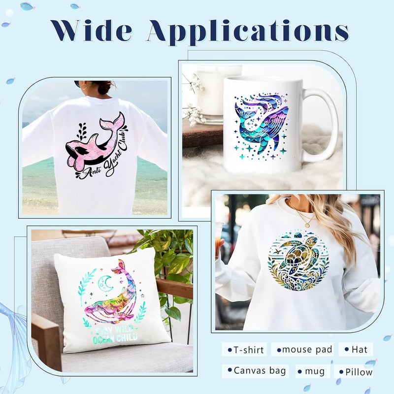 HTVSTD Fish Scale Sublimation Ink Transfer Sheets 12 Sheets 12'' x 10'' Mermaid Scale Bright Rainbow Fish Scale Sublimation Paper Pattern Transfer Sheets for Mugs Tumblers DIY - Image 5